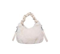 Chenxi Studio Sacs à main d'hiver en fourrure pour femme - Sac à bandoulière tendance avec poignée plissée - Sac à main en peluche réglable, blanc