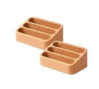 chenxichuzhao Lot de 2 organiseurs de cartes de visite en bois - Structure à trois couches - Pour bureau, salon, plateau de table, exposition, maison