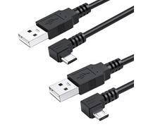 ChenYang 2 Pack Câble USB vers Micro USB, Câble de charge et de transfert de données USB 2.0 mâle vers Micro USB 5 broches mâle - Angle de 90 degrés (gauche/droite) - Câble d'extension 0,1 m / 0,32 pi