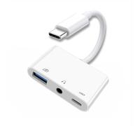 chenyang Adaptateur 3 en 1 USB C vers audio AUX et USB 2.0 de 3,5 mm avec chargeur PD 15 W pour ordinateur portable, tablette, téléphone
