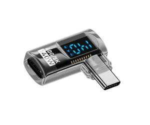 chenyang Adaptateur d'affichage numérique USB C, connecteur USB 4.0 type C vers prise 90 degrés à angle droit 40 Gbit/s 8K@60Hz transfert de données PD 140W charge rapide mesureur de puissance