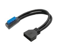 chenyang Adaptateur de câble d'extension USB 3.0 de 24,5 cm - 19/20 broches mâle vers femelle - Angle gauche de 90 degrés