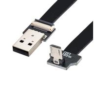 Chenyang - Adaptateur de câble plat USB 2.0 Micro USB mâle vers Micro USB mâle - Câble d'extension flexible à ruban avec angle de 90 degrés vers le bas - 0,5 m