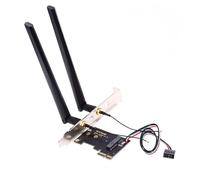 chenyang Adaptateur de carte réseau sans fil PCI-E X1 vers NGFF E/E-Key PCI Express avec double antenne pour Wifi5 Wifi6 Wifi6E, Bluetooth 5.3 (port USB), prend en charge Windows 11/10