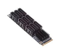 chenyang Adaptateur M.2 vers SATA 3.0 9 ports PCIe 3.0 vers SATA III Adaptateur de carte d'extension 6 Gbit/s avec voyant intelligent