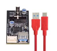 chenyang Adaptateur multiplicateur USB C/USB 3.0 19/20 broches vers USB 3.0 19/20 broches et USB 3.1 type E pour panneau avant avec câble d'alimentation SATA