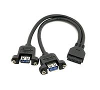 Chenyang Câble 2 ports USB 3.0 femelle vers carte mère 20 broches mâle pour montage sur panneau avant avec vis - 30 cm