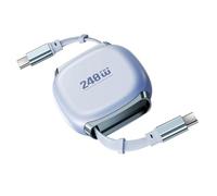 chenyang Câble de charge rétractable USB C, 4 longueurs fixes, USB 2.0 type C vers C PD 240 W, charge rapide, 480 Mbps, câble d'extension de transfert de données, bleu