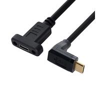chenyang - Câble de données USB 3.1 type C mâle vers USB-C femelle - Angle de 90 degrés vers le haut et le bas - 30 cm Noir