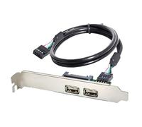 ChenYang Câble d'extension 2 ports USB 2.0 9 broches 1 mâle vers 2 USB 2.0 femelle Châssis Panneau arrière Port Câble d'extension 30 cm avec support PCI-E 120 mm