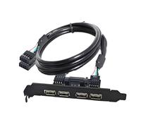 ChenYang Câble d'extension 4 ports USB 2.0 9 broches 2 mâles vers 4 USB 2.0 femelles Châssis Panneau arrière Port 30 cm avec support PCI-E 120 mm