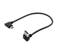 ChenYang Câble d'extension de données USB 3.0 vers USB C à angle droit de 90 degrés vers le haut pour tablette, téléphone mobile et disque dur - 30 cm