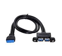 chenyang Câble d'extension USB 3.0 19/20 broches 1 mâle vers 2 ports USB 3.0 femelles 0,5 m avec vis de montage sur panneau