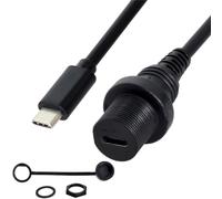 chenyang Câble d'extension USB 3.1 Gen 2 10 Gbit/s encastré USB C mâle vers femelle pour tableau de bord de voiture, montage sur panneau, étanche, anti-poussière rond