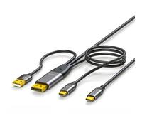 chenyang Câble Displayport vers USB C 4K @ 60 Hz avec alimentation USB, support écran tactile pour hôte connecté à un écran portable/lunettes VR 2 m