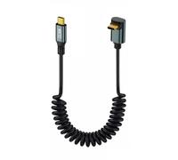 chenyang Câble en spirale USB C vers C USB 3.2 Type C UP angulaire 20 Gbit/s PD 100W 8K@60Hz Câble de charge rapide de données 1,8 m