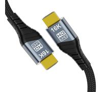 chenyang Câble HDMI 16 K, HDMI 2.2 ultra haute vitesse 96 Gbps, câble tressé plaqué or, prend en charge 16 K @ 60 Hz avec DSC, 8K @ 120 Hz, HDR 10+, HBR3, DSC 1.2a, 6,56 pieds/2,0 m