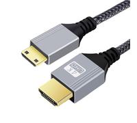 chenyang Câble HDMI 2.0, HDMI mâle vers mini HDMI mâle 4K @ 60 Hz, câble tressé ultra haut débit en nylon plaqué or, 1 m pour TV, moniteur, ordinateur