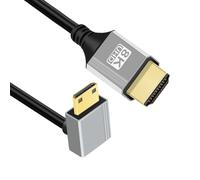 Chenyang Câble HDMI 2.1, connecteur HDMI vers connecteur Mini HDMI 90 degrés vers le bas 8K@60Hz 4K@120Hz 48 Gbps Câble ultra-haute vitesse plaqué or 1,64 pieds/0,5m pour téléviseur, moniteur