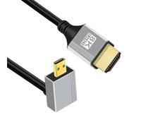 chenyang Câble HDMI 2.1, HDMI mâle vers micro HDMI mâle à 90 degrés coudé vers le bas 8K @ 60 Hz 4K @ 120 Hz 48 Gbps ultra haut débit plaqué or 0,5 m pour TV, moniteur, ordinateur