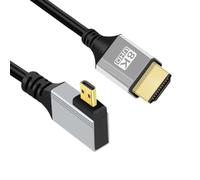 chenyang Câble HDMI 2.1, HDMI mâle vers micro HDMI mâle coudé à 90 degrés à gauche 8K@60Hz 4K@120Hz 48Gbps câble ultra haute vitesse plaqué or 1,64 pieds/0,5 m pour TV, moniteur, ordinateur