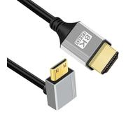 chenyang Câble HDMI 2.1, HDMI mâle vers mini HDMI mâle coudé à 90 degrés vers le haut, 8K @ 60 Hz, 4K @ 120 Hz, 48 Gbit/s, câble plaqué or ultra haut débit de 0,5 m pour TV, moniteur, ordinateur