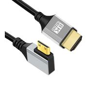 chenyang Câble HDMI 2.1 mâle vers mini HDMI mâle coudé à droite à 90° 8K @ 60Hz 4K @ 120Hz 48Gbps Câble ultra haute vitesse plaqué or 1,64FT/0,5 m pour téléviseur, moniteur, ordinateur