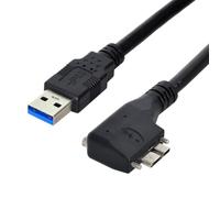 chenyang Câble Micro USB 3.0, USB 3.0 mâle vers Micro B mâle, câble d'extension de transfert de données coudé à 90 degrés avec vis de montage sur panneau 5.0M