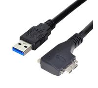 chenyang Câble Micro USB 3.0, USB 3.0 mâle vers Micro B mâle coudé à 90 degrés vers la gauche câble d'extension de transfert de données avec vis de montage sur panneau 5.0M