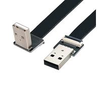 chenyang Câble plat USB 2.0 USB 2.0 mâle vers mâle coudé à 90 degrés vers le bas pour transfert de données, câble de charge flexible et adaptateur 2 m