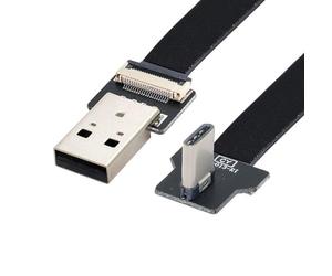 chenyang Câble plat USB C de mâle USB 2.0 à mâle USB C à angle droit de 90 degrés, câble d'extension flexible, 0,5 m