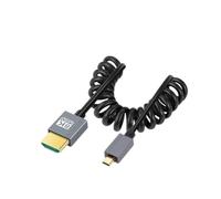 chenyang Câble spiralé HDMI 2.1, HDMI mâle vers Micro HDMI mâle 8K @ 60Hz 4K @ 120Hz 48Gbps Câble plaqué or ultra rapide 1,0 m pour téléviseur, moniteur, ordinateur