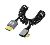 chenyang Câble spiralé HDMI 2.1 mâle vers Mini HDMI mâle coudé à 90° vers la gauche 8K @ 60Hz 4K @ 120Hz 48Gbps Câble plaqué or ultra rapide 1,0 m pour téléviseur, moniteur, ordinateur