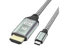 chenyang Câble tressé USB C vers HDMI 8K plaqué or de 1,5 m prend en charge 8K @ 30 Hz, transmission unidirectionnelle 4K @ 60 Hz, compatible avec Thunderbolt 3/4