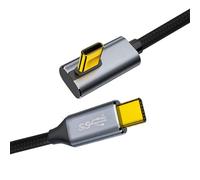 Chenyang Câble USB C, Câble USB 3.1 Gen 2 de type C à C Transfert de données 10 Gbit/s PD 100 W Charge rapide Câble tressé en nylon anglé à 90 degrés Prise en charge de la sortie vidéo 3,0 m/9,84 pi
