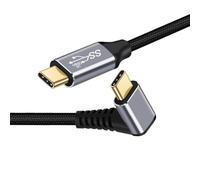 chenyang Câble USB C, USB 3.1 Gen 2 Type C vers C 10 Gbit/s Transfert de données PD 100 W Charge rapide 90 degrés vers le haut Câble en nylon tressé prend en charge la sortie vidéo 3 m