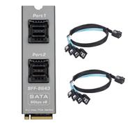 chenyang Carte d'extension PCIe 3.0 M.2 M-Key vers double Mini-SAS HD SFF-8643 avec 2 câbles SFF-8643 vers 4 câbles SATA, prend en charge 8 disques durs SATA 3.0 6 Gbit/s pour mise à niveau de