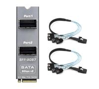 chenyang Carte d'extension PCIe 3.0 M.2 M-Key vers double Mini-SAS SFF-8087 avec 2 câbles SFF-8087 vers 4 câbles SATA, prend en charge 8 disques durs SATA 3.0 6 Gbit/s pour les mises à niveau de