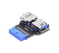 chenyang Carte mère 19/20 broches 1 vers 2 ports USB 3.0 Multiplication Adaptateur Horizontal Type