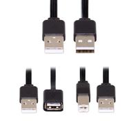 ChenYang CY Câble USB 2.0 Type-A mâle vers Type-B Type-A femelle, câble plat de prolongation de données pour imprimante, disque dur et téléphone, 13 cm, lot de 3 pièces