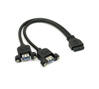 CHENYANG CY Câble USB 3.0 double ports A femelle à vis vers carte mère 20 broches Noir