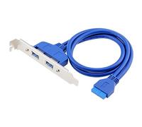 chenyang En-tête panneau avant USB 3.0 19/20 broches 1 mâle vers 2 USB 3.0 femelle Câble d'extension de panneau arrière châssis 0,5 m avec support de fente PCI-E de 12 cm