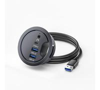 chenyang Hub de bureau encastré USB 3.0, 2 ports USB 3.0 / 1 port USB C port hub trou de douille 60 mm avec port audio 3,5 mm