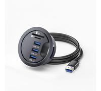 ChenYang Hub USB 3.0 de montage encastré pour ordinateur, hub USB 3.0 à 3 ports avec trou de bouton de 60 mm (2,36 pouces) et port lecteur de cartes SD/TF