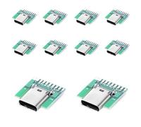 chenyang Lot de 10 connecteurs USB C DIY USB 3.1 type C 24 broches femelles de rechange avec carte de circuit imprimé