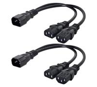 Chenyang Lot de 2 adaptateurs d'extension d'alimentation IEC 320 C14 1 mâle vers 2 prises C13 en Y répartiteur d'alimentation adaptateur pour moniteur/ordinateur/boîtier PDU/imprimante