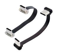 chenyang Lot de 2 câbles courts et plats USB C de 2,76" - USB 2.0 de type C - Double câble PD 65 W coudé à 90 ° - Câble d'extension de données pour batterie externe