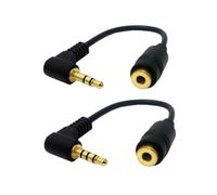 Chenyang Lot de 2 câbles d'extension pour casque/audio, 3/4 pôles, de mâle 3,5 mm à femelle 3,5 mm, câble d'extension pour casque stéréo avec angle de 90 degrés, 10 cm