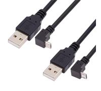 chenyang Lot de 2 câbles USB vers Micro USB, câble de transfert de données et de charge USB 2.0 mâle vers Micro USB 5 broches mâle - Câble d'extension anglé à 90 degrés - 1,0 m