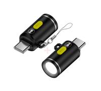 chenyang Lot de 2 mini lampes de poche, USB C, LED, luminosité 210 lumens, alimentation par téléphone/batterie externe, petite et facile à transporter, avec trou pour crochet